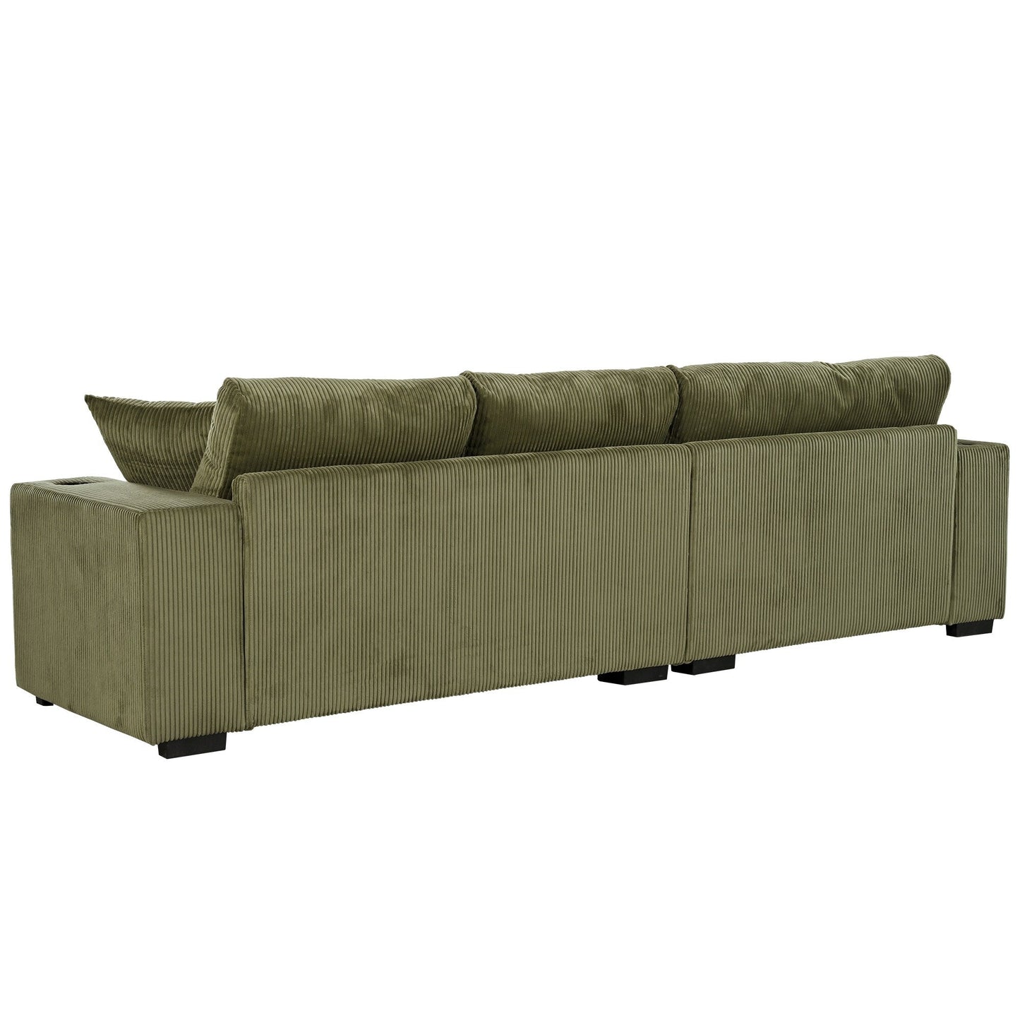 Canapé 3 places moderne et surdimensionné avec porte-gobelets et ports de chargement USB, coussins épais pour le salon