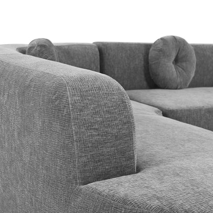Canapé sectionnel incurvé surdimensionné moderne 4 places avec 3 coussins ronds pour le salon
