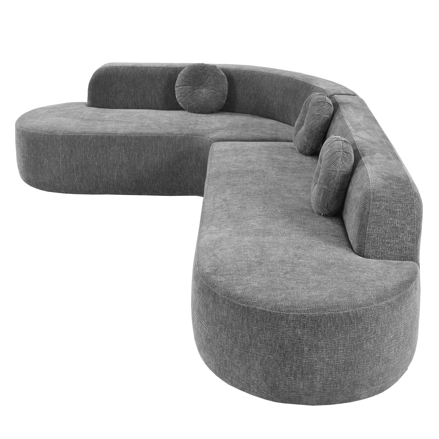 Canapé sectionnel incurvé surdimensionné moderne 4 places avec 3 coussins ronds pour le salon