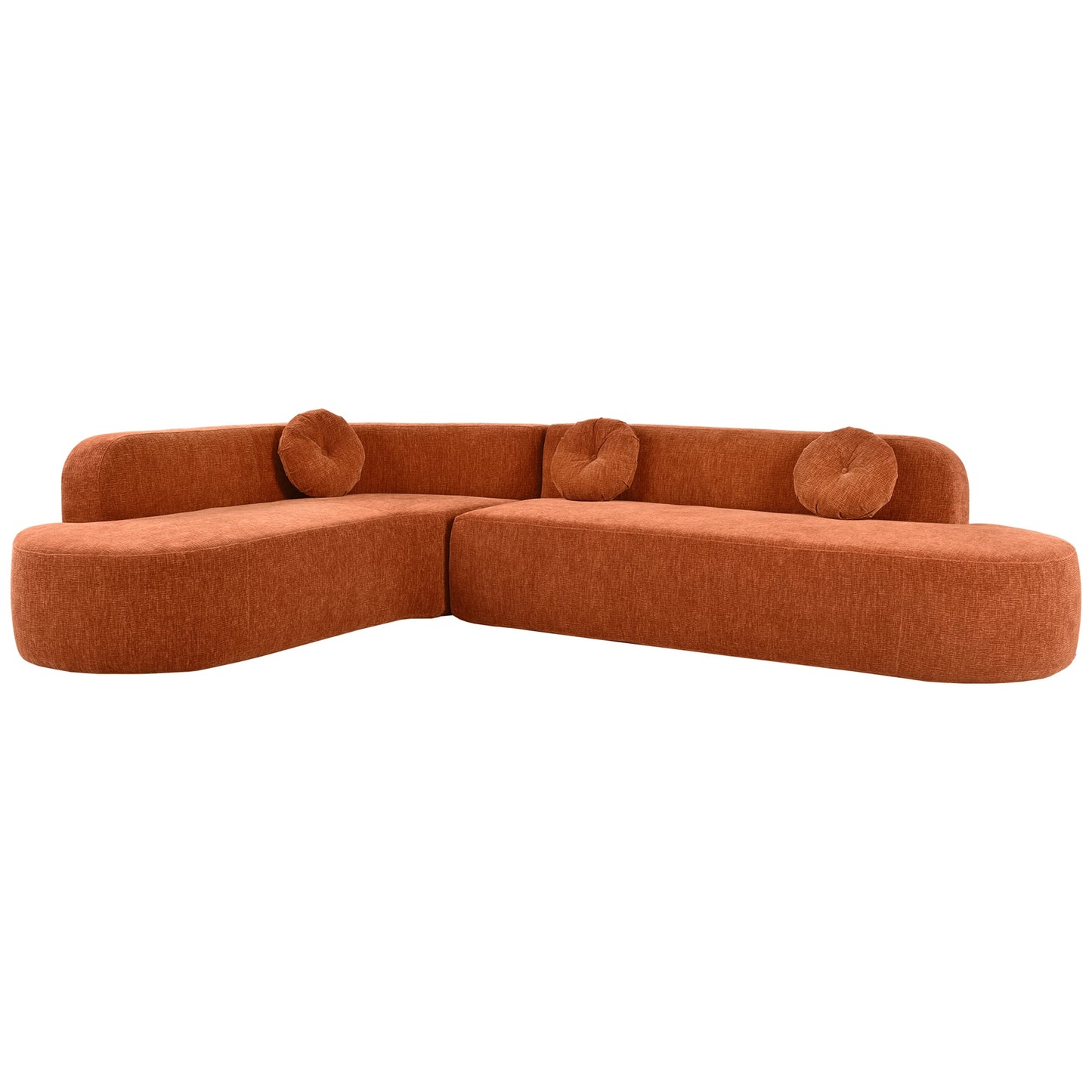 Canapé sectionnel incurvé surdimensionné moderne 4 places avec 3 coussins ronds pour le salon