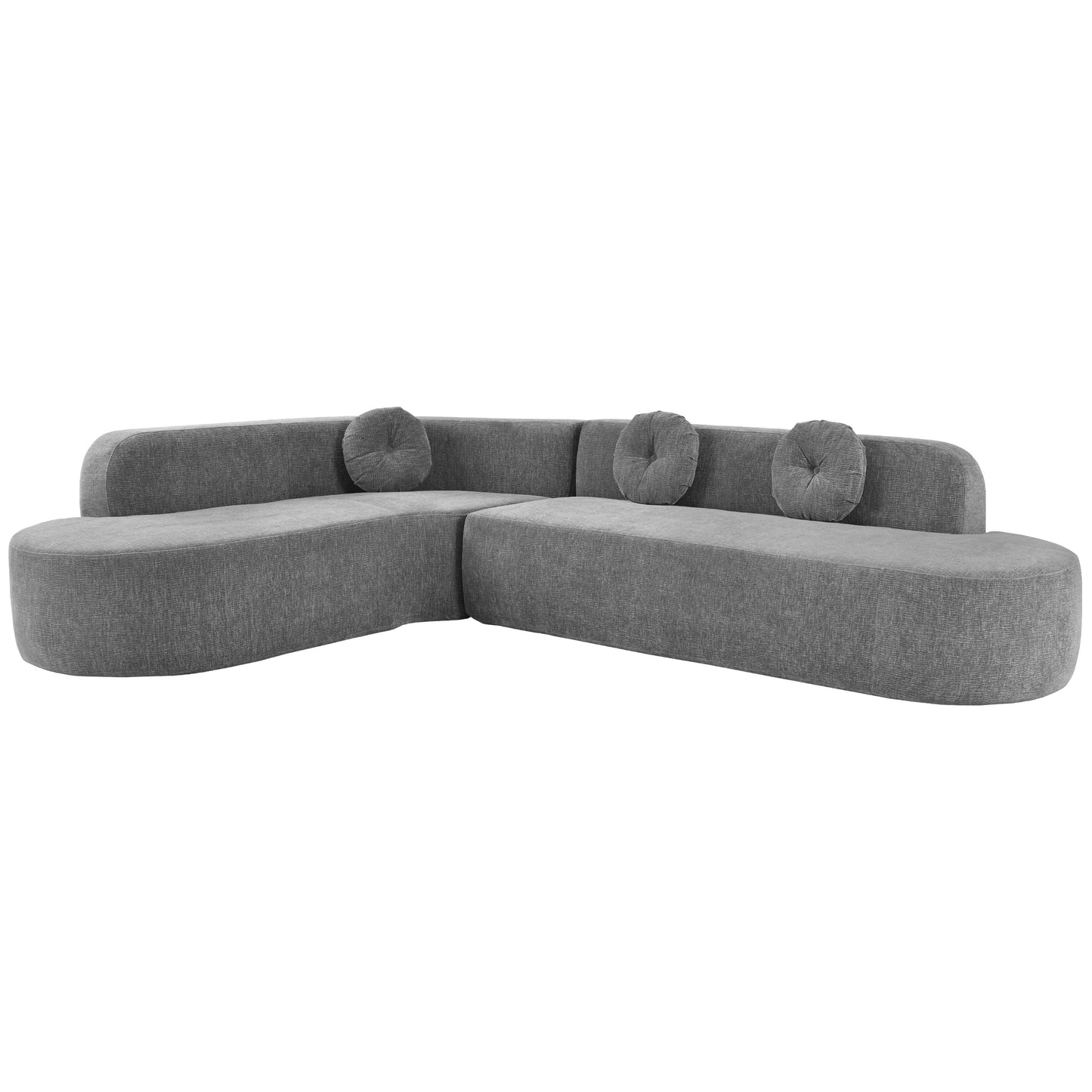 Canapé sectionnel incurvé surdimensionné moderne 4 places avec 3 coussins ronds pour le salon