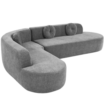 Canapé sectionnel incurvé surdimensionné moderne 4 places avec 3 coussins ronds pour le salon