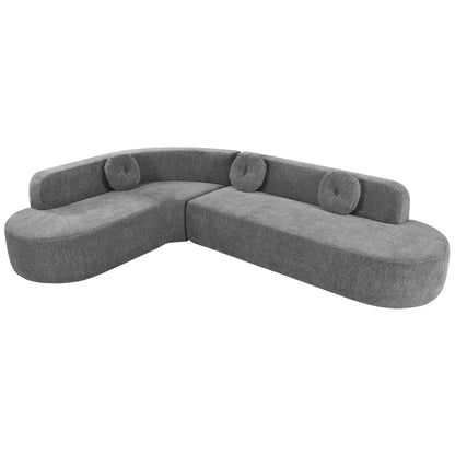 Canapé sectionnel incurvé surdimensionné moderne 4 places avec 3 coussins ronds pour le salon