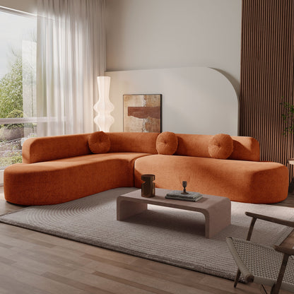 Canapé sectionnel incurvé surdimensionné moderne 4 places avec 3 coussins ronds pour le salon