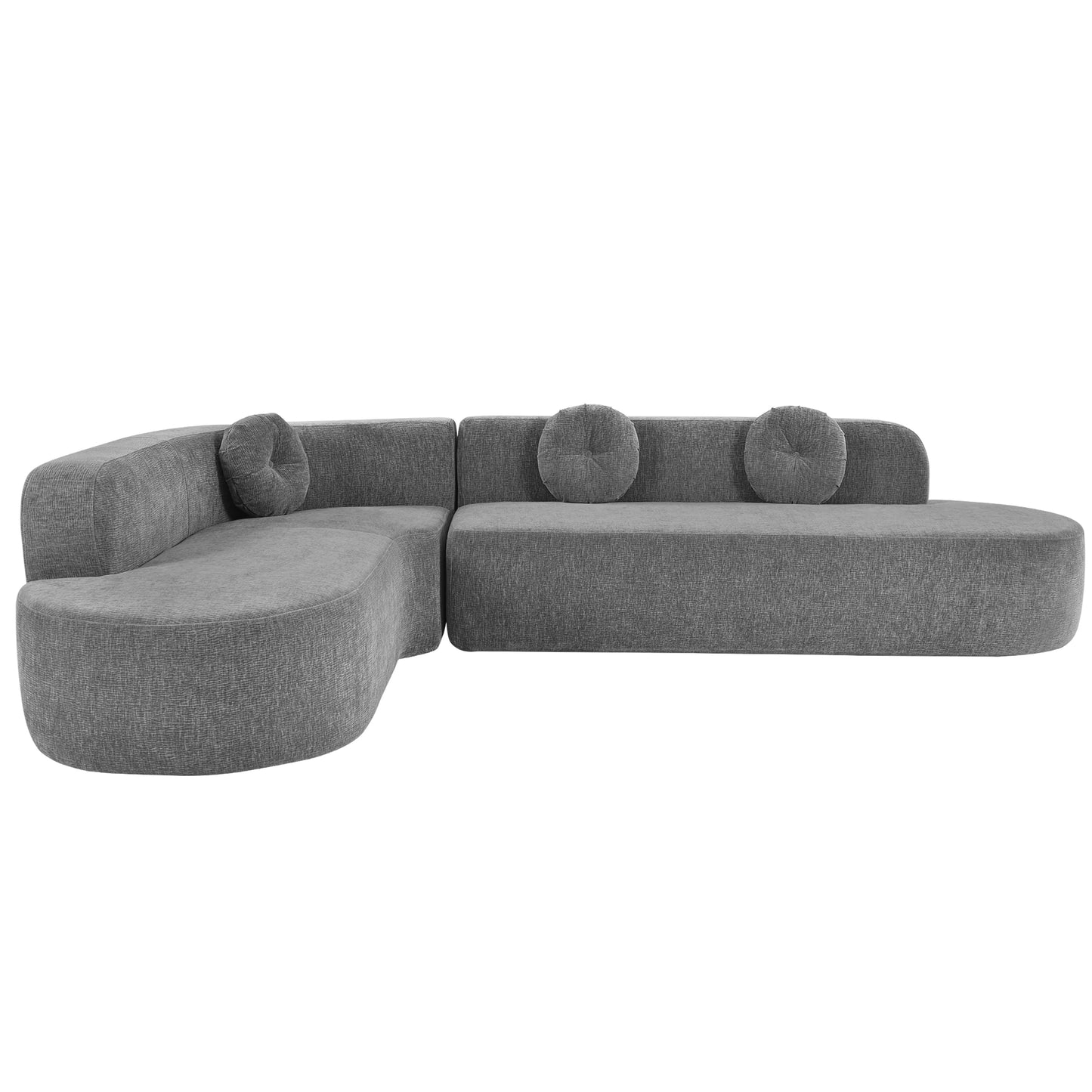 Canapé sectionnel incurvé surdimensionné moderne 4 places avec 3 coussins ronds pour le salon