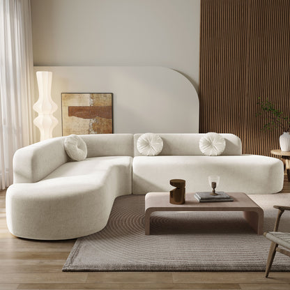 Canapé sectionnel incurvé surdimensionné moderne 4 places avec 3 coussins ronds pour le salon
