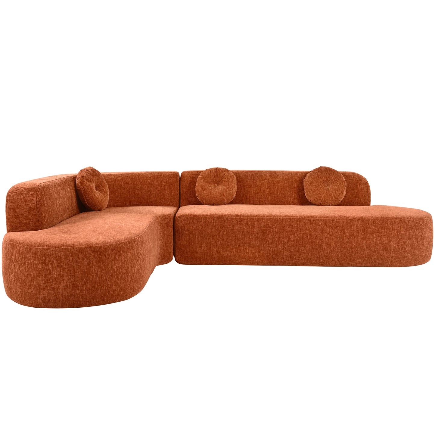 Canapé sectionnel incurvé surdimensionné moderne 4 places avec 3 coussins ronds pour le salon