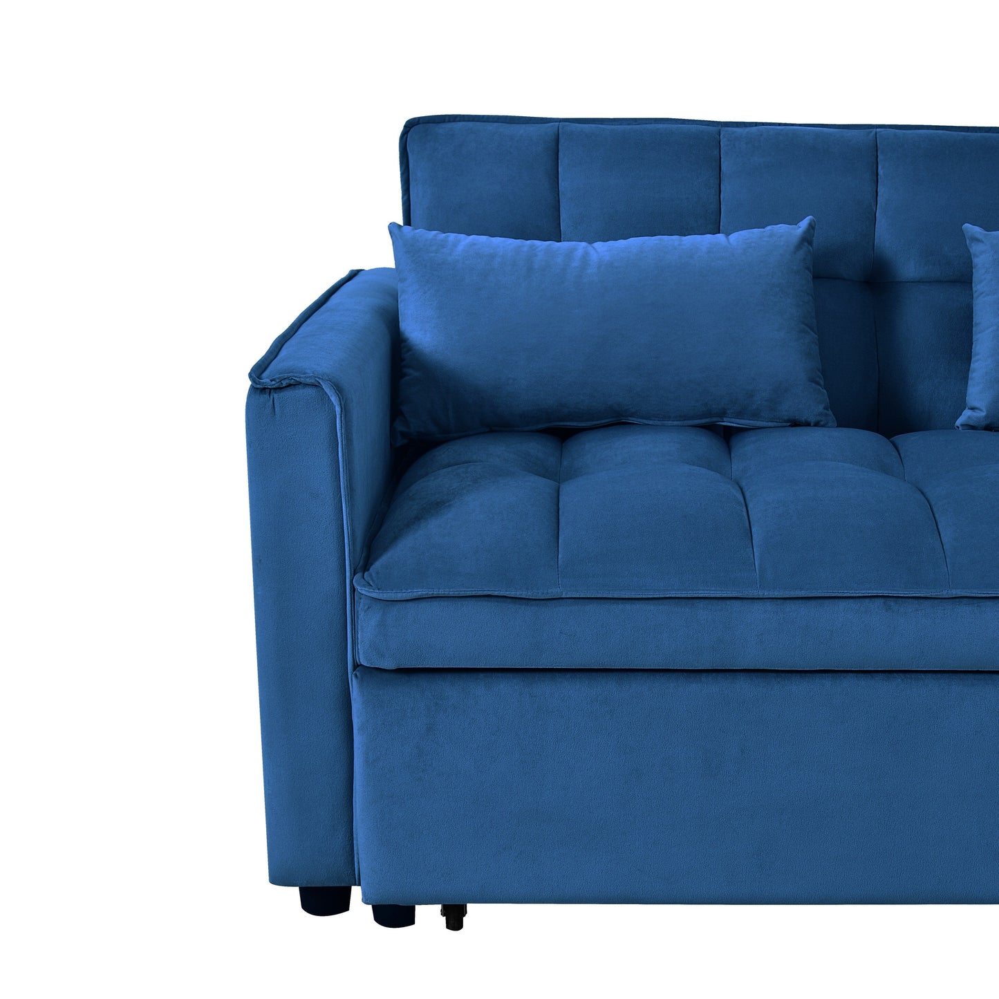 Canapé-lit gigogne moderne, canapé-lit 3 en 1 avec dossier réglable, causeuse en velours, coussins et poches latérales