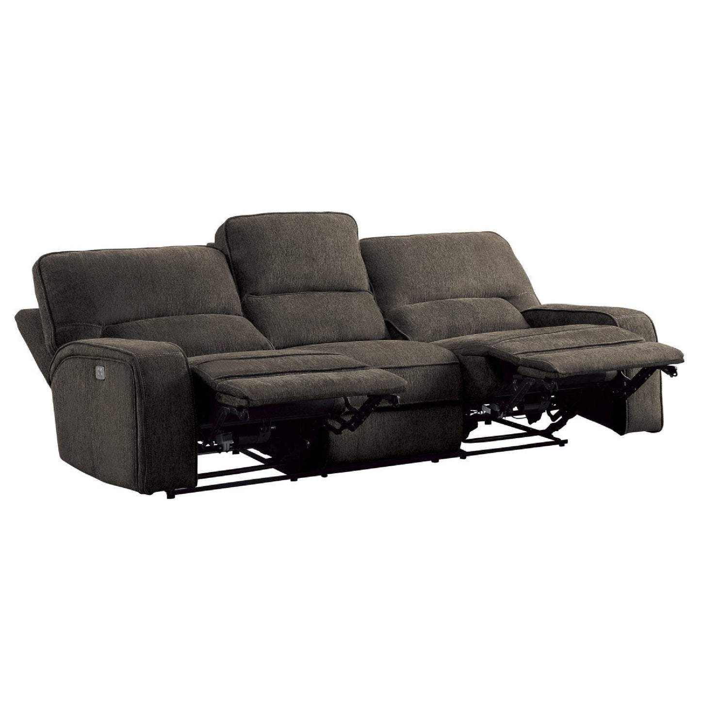Canapé inclinable électrique Neo avec port USB, chenille gris clair, 99 pouces