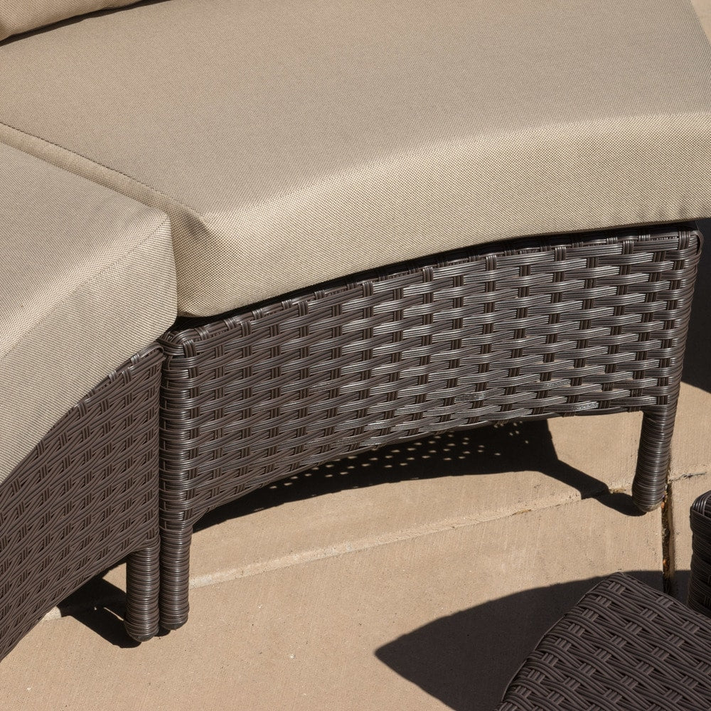 Ensemble de canapés d'angle en résine tressée Newton, résistant aux intempéries, par Christopher Knight Home