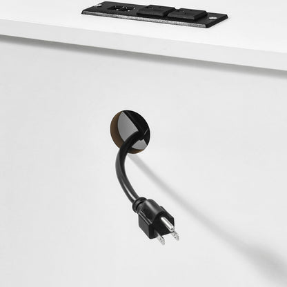 Ensemble de 2 tables de chevet avec station de charge, table d'appoint avec 2 tiroirs, ports USB et prises électriques, pour lit de chevet