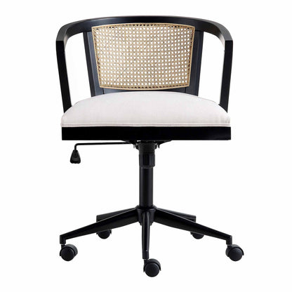 Chaise de bureau pivotante en rotin naturel Lucia