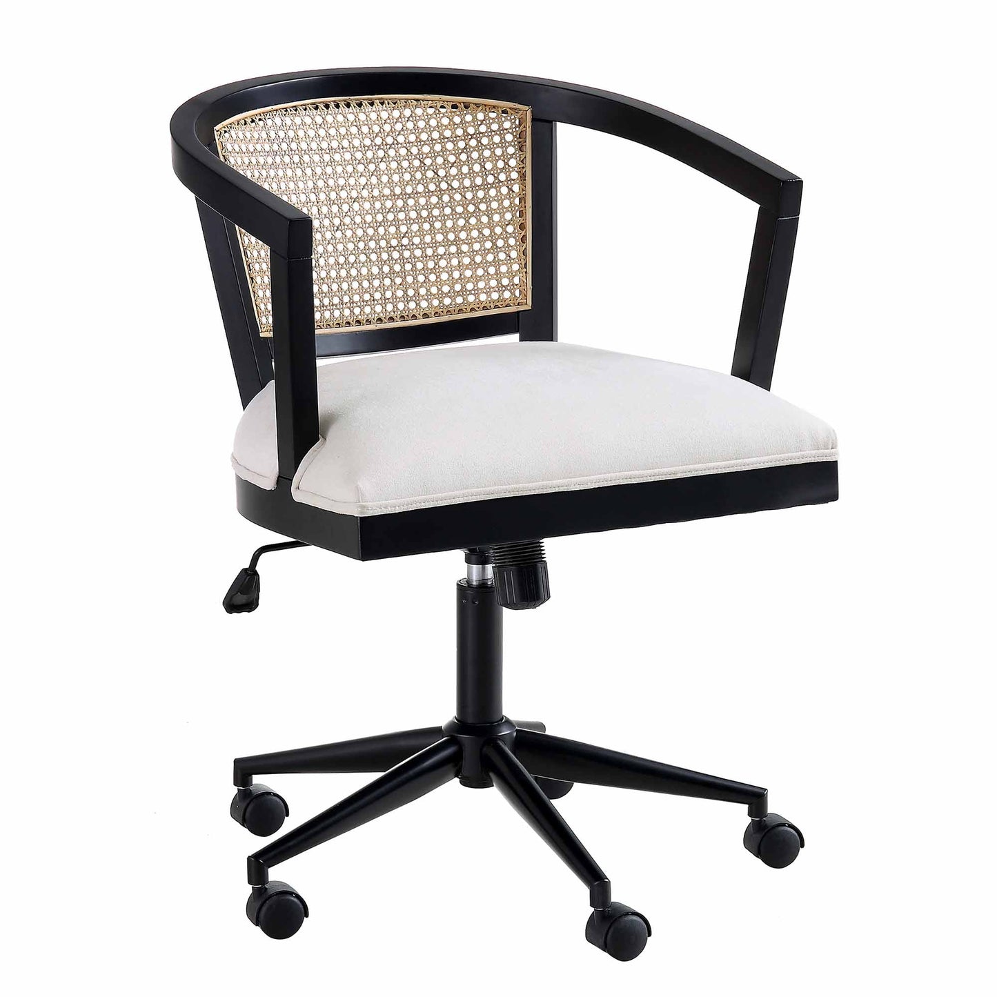 Chaise de bureau pivotante en rotin naturel Lucia