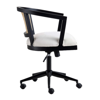 Chaise de bureau pivotante en rotin naturel Lucia