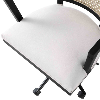Chaise de bureau pivotante en rotin naturel Lucia