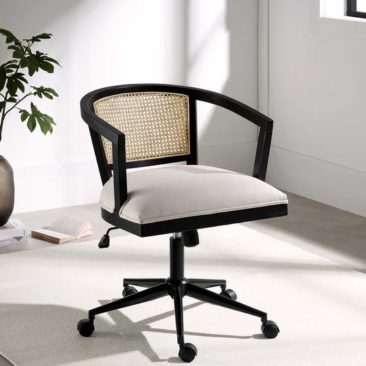 Chaise de bureau pivotante en rotin naturel Lucia