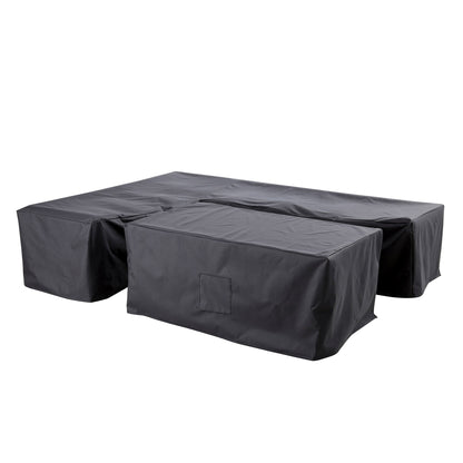Housse pour grand ensemble de salle à manger d'angle décontracté en tissu et aluminium Calabasas