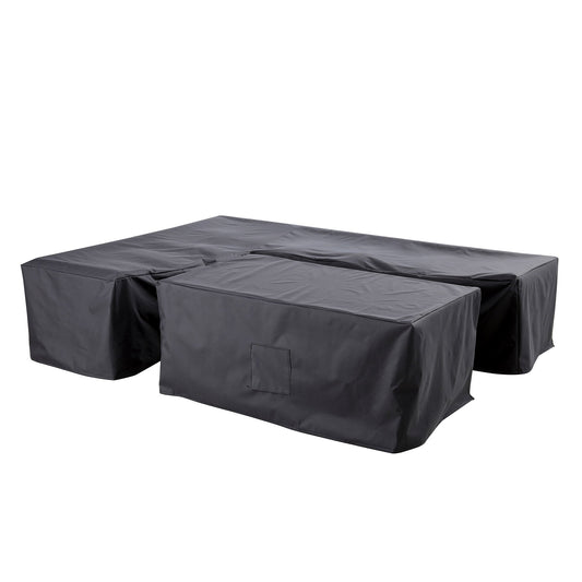Housse pour grand ensemble de salle à manger d'angle décontracté en tissu et aluminium Calabasas