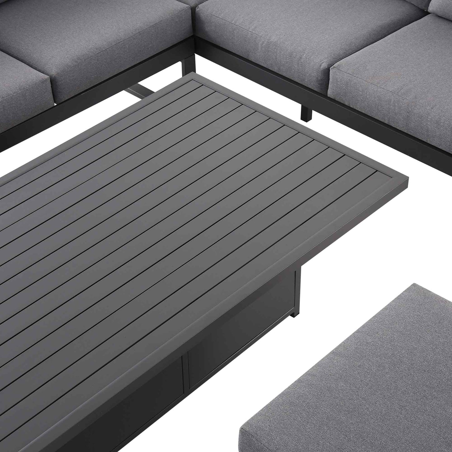 Ensemble de salle à manger d'angle décontracté Albany en aluminium avec table relevable, gris