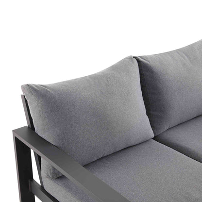 Ensemble de salle à manger d'angle décontracté Albany en aluminium avec table relevable, gris