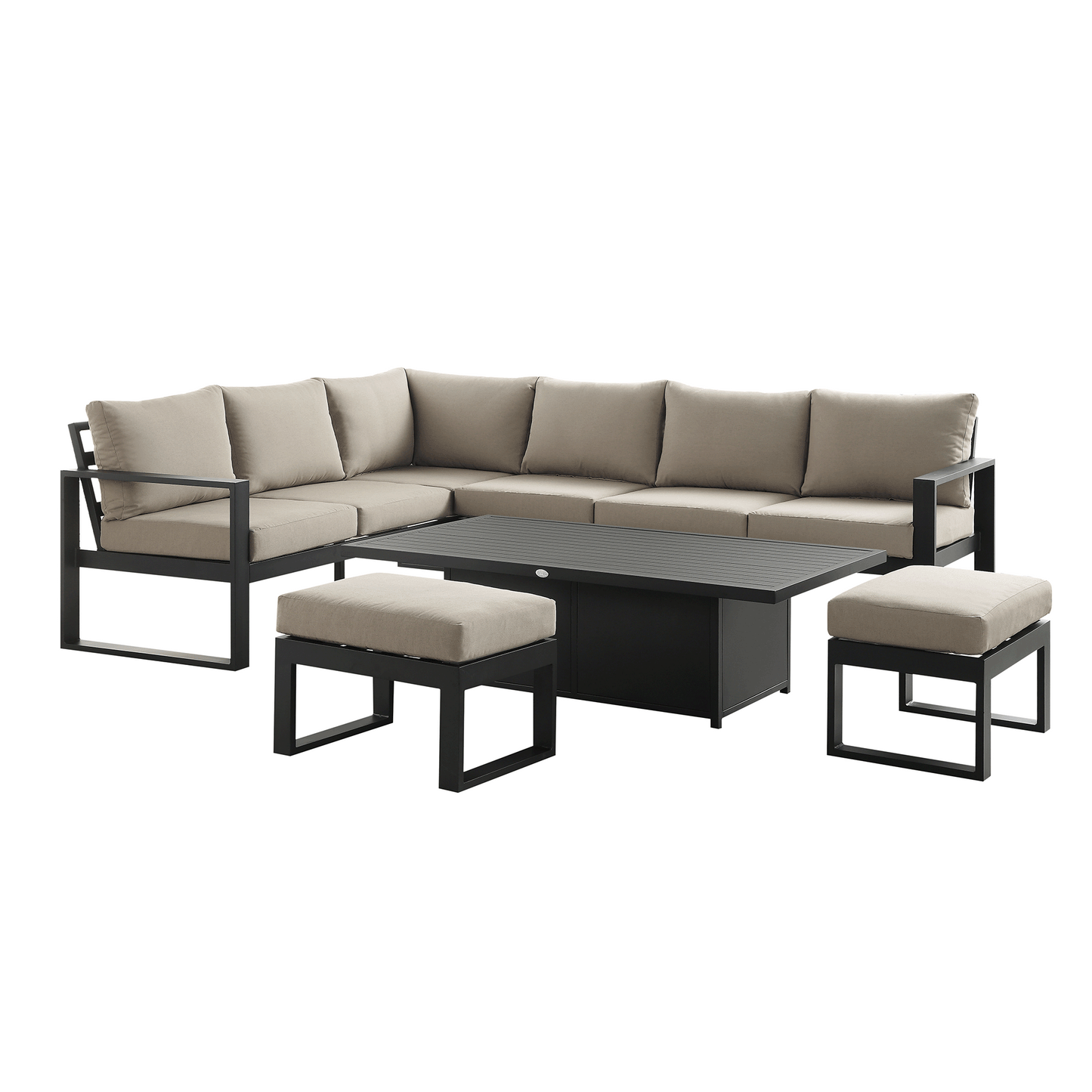 Ensemble de salle à manger d'angle décontracté Albany en aluminium avec table relevable, taupe