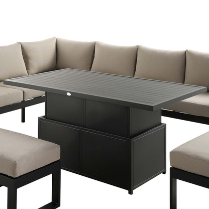 Ensemble de salle à manger d'angle décontracté Albany en aluminium avec table relevable, taupe
