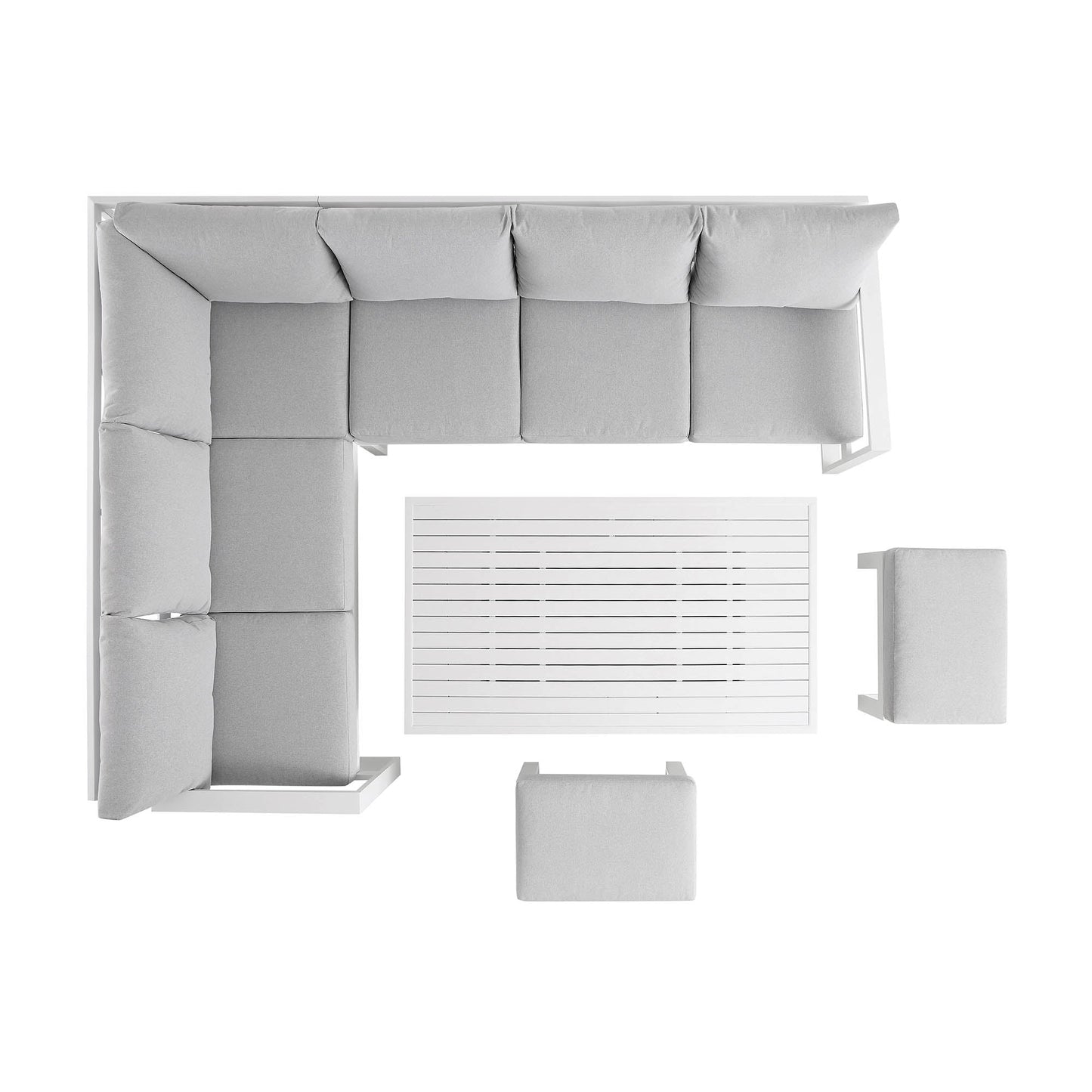 Ensemble de salle à manger d'angle décontracté Albany en aluminium avec table relevable, blanc