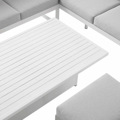 Ensemble de salle à manger d'angle décontracté Albany en aluminium avec table relevable, blanc