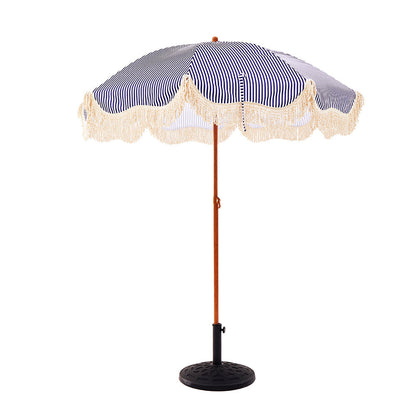 Parasol à franges inclinable à rayures bleues et blanches Gabriel