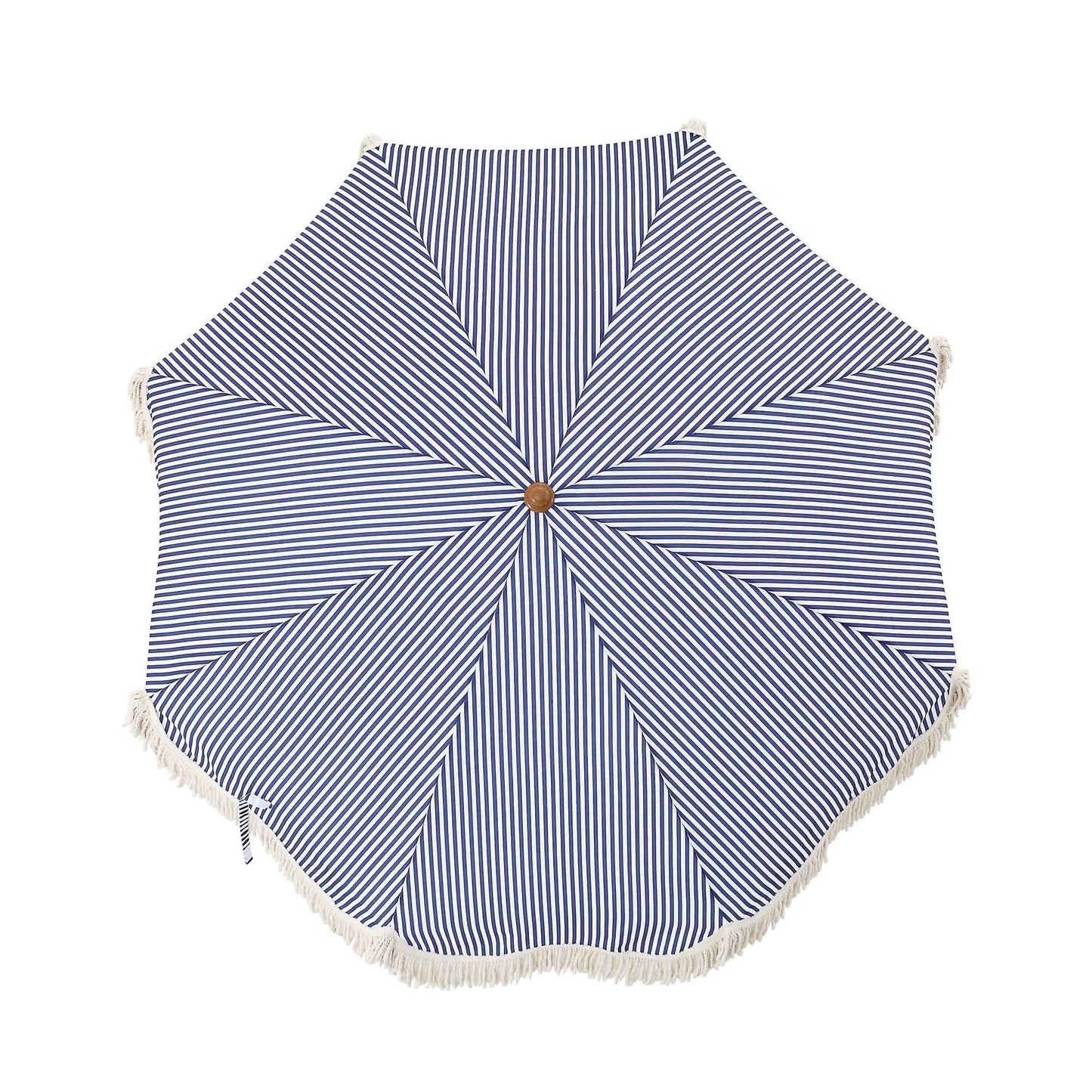 Parasol à franges inclinable à rayures bleues et blanches Gabriel