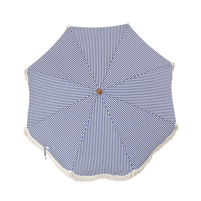 Parasol à franges inclinable à rayures bleues et blanches Gabriel