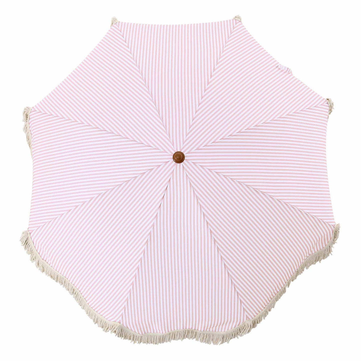 Parasol à franges inclinable à rayures roses et blanches Gabriel