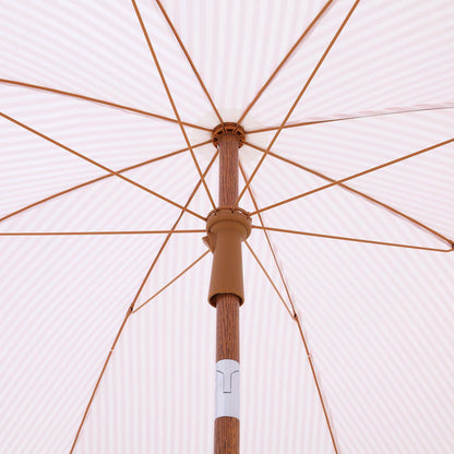 Parasol à franges inclinable à rayures roses et blanches Gabriel