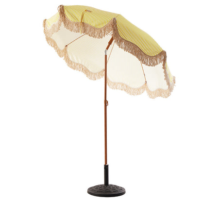 Parasol à franges inclinable à rayures jaunes et blanches Gabriel