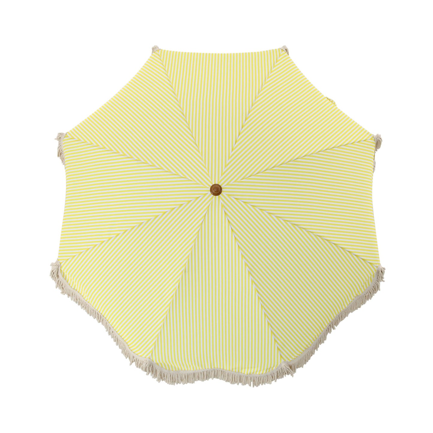 Parasol à franges inclinable à rayures jaunes et blanches Gabriel