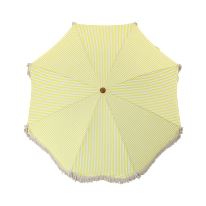 Parasol à franges inclinable à rayures jaunes et blanches Gabriel