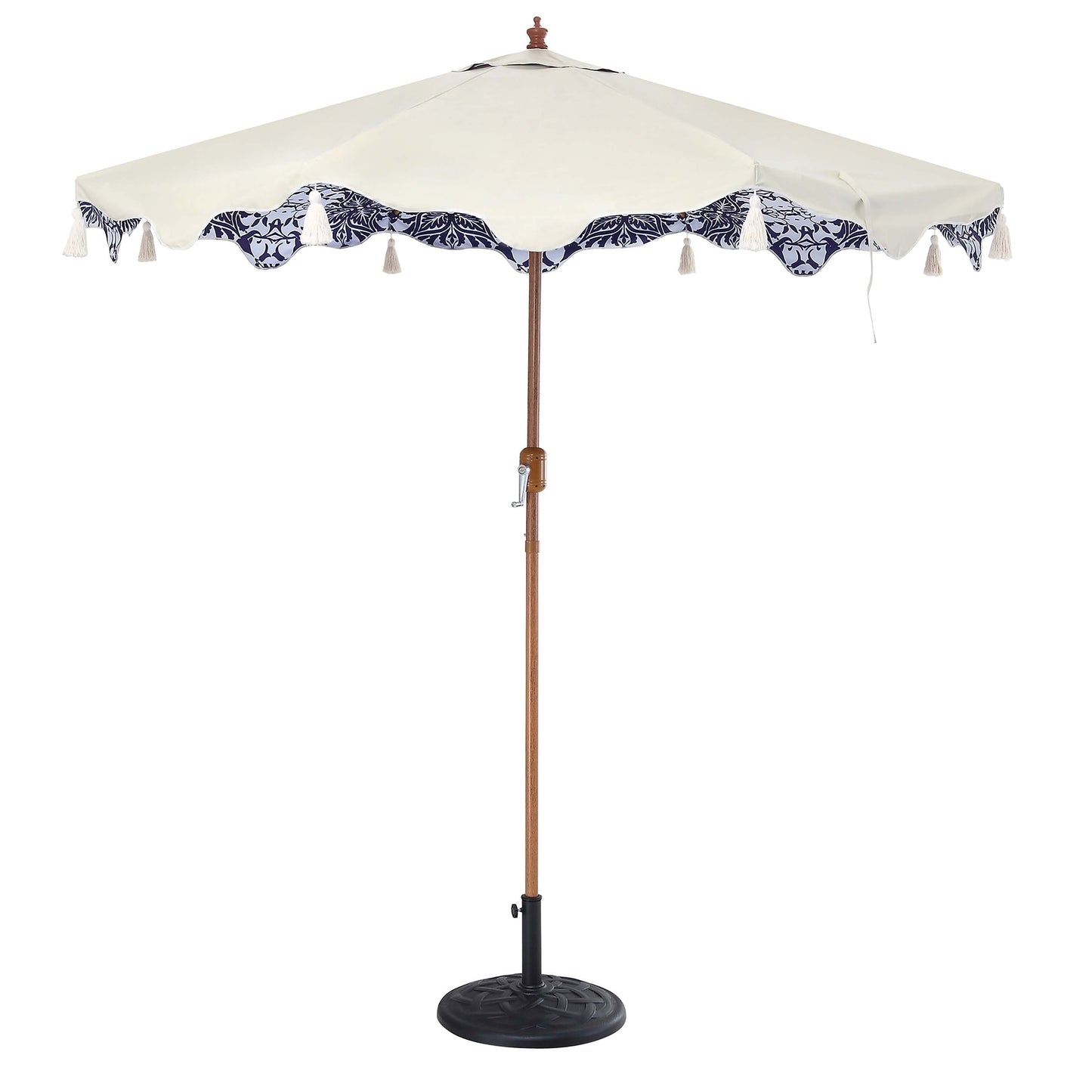 Parasol octogonal à pompon Blue Flower de 2,6 m avec inclinaison en aluminium