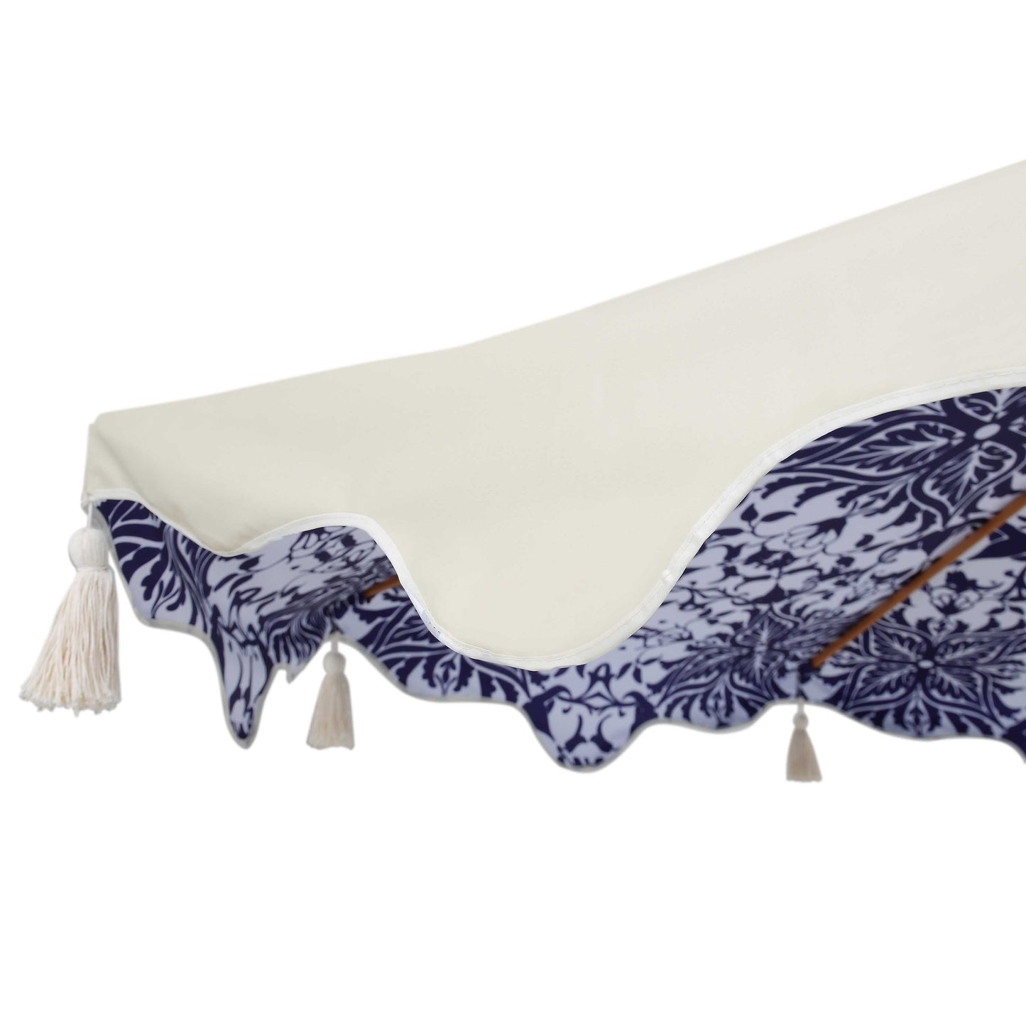 Parasol octogonal à pompon Blue Flower de 2,6 m avec inclinaison en aluminium