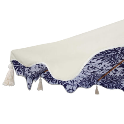 Parasol octogonal à pompon Blue Flower de 2,6 m avec inclinaison en aluminium