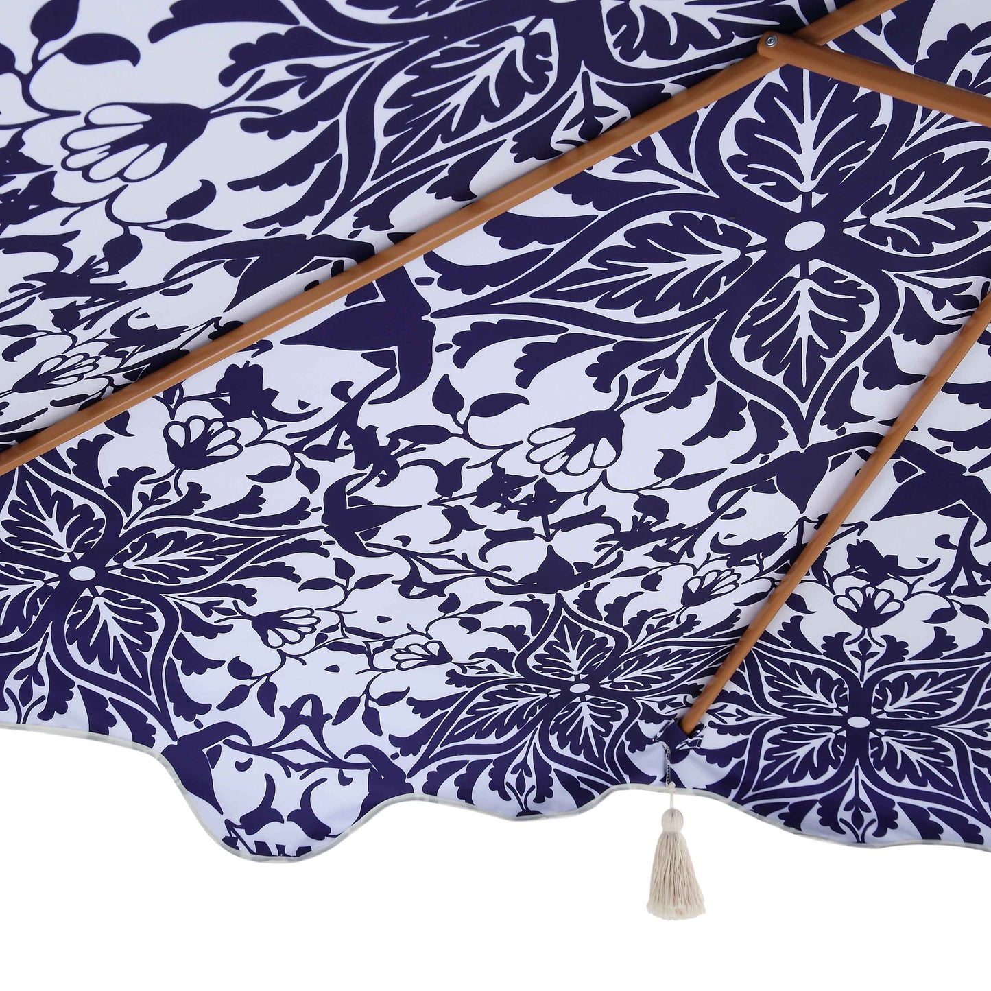 Parasol octogonal à pompon Blue Flower de 2,6 m avec inclinaison en aluminium