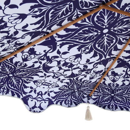Parasol octogonal à pompon Blue Flower de 2,6 m avec inclinaison en aluminium