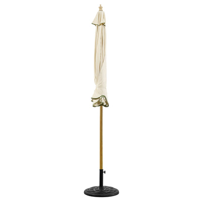 Parasol octogonal beige de 2,6 m à manivelle et inclinable avec bord festonné vert gazon