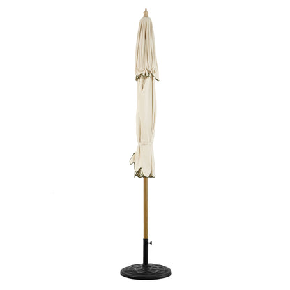 Parasol octogonal Fabienne Beige 3M à double manivelle et inclinable avec bord festonné vert