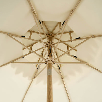 Parasol octogonal Fabienne Beige 3M à double manivelle et inclinable avec bord festonné vert