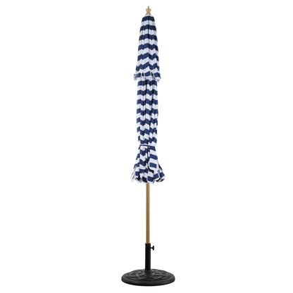 Parasol Fabienne à double manivelle et inclinable à rayures bleues et blanches 3M