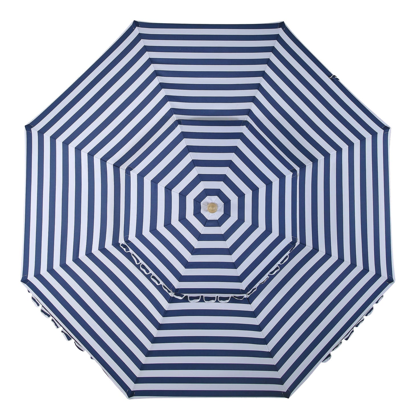 Parasol Fabienne à double manivelle et inclinable à rayures bleues et blanches 3M
