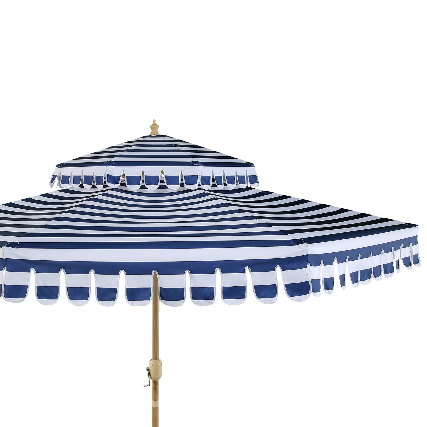 Parasol Fabienne à double manivelle et inclinable à rayures bleues et blanches 3M