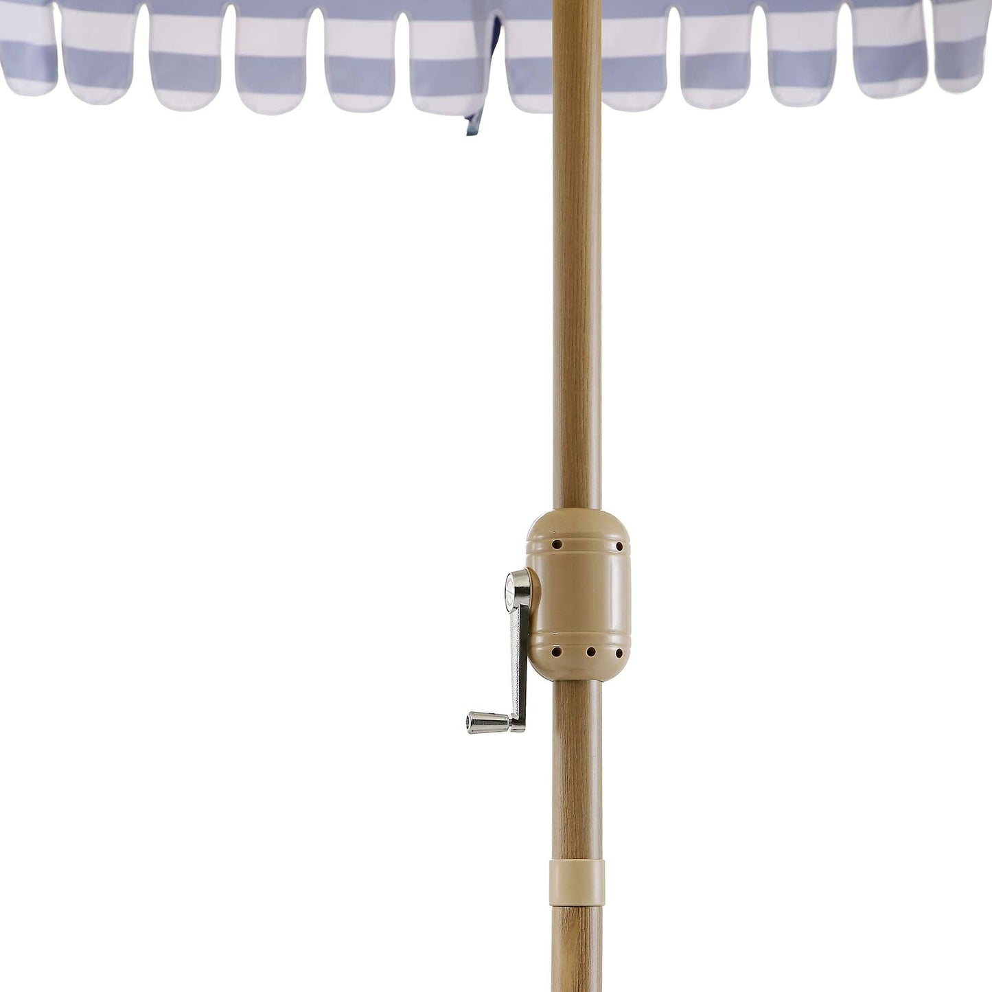 Parasol Fabienne à double manivelle et inclinable à rayures bleues et blanches 3M