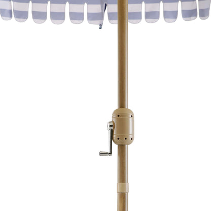 Parasol Fabienne à double manivelle et inclinable à rayures bleues et blanches 3M