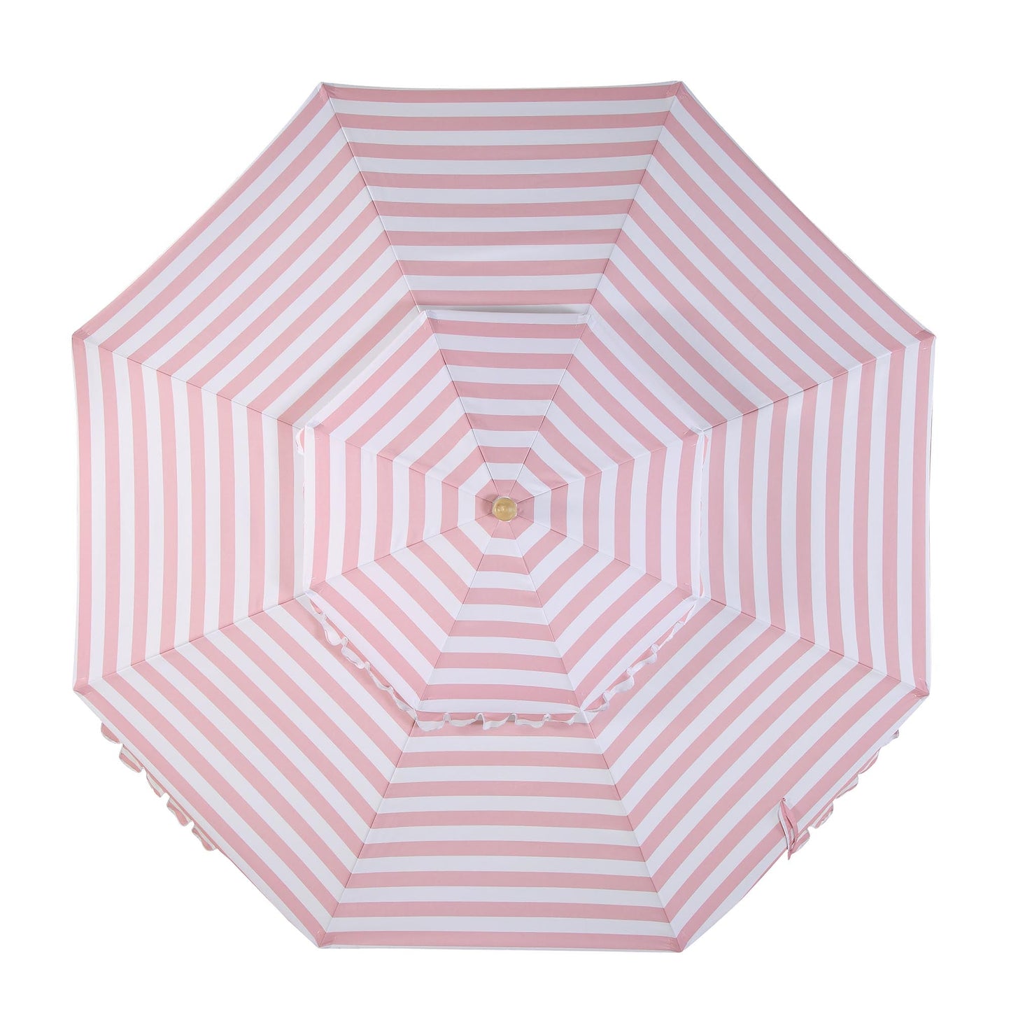 Parasol Fabienne à double manivelle et inclinable à rayures roses et blanches 3M